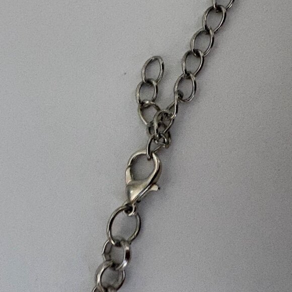 Hot Pink Teardrop Bib Necklace Silver Tone Chain Beaded Statement Jewelry - Picture 3 of 7